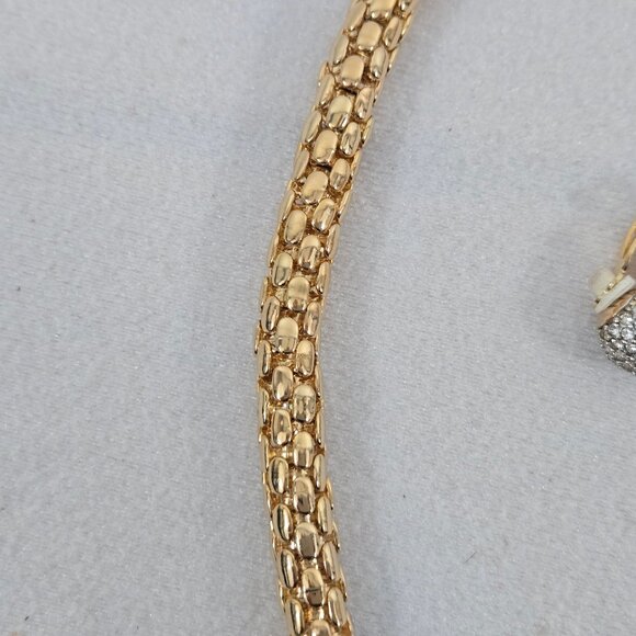 Rau Klikit Demi Pave Rhinestone 18" Snap Necklace w/Matching Earrings Signed LN - Picture 13 of 14